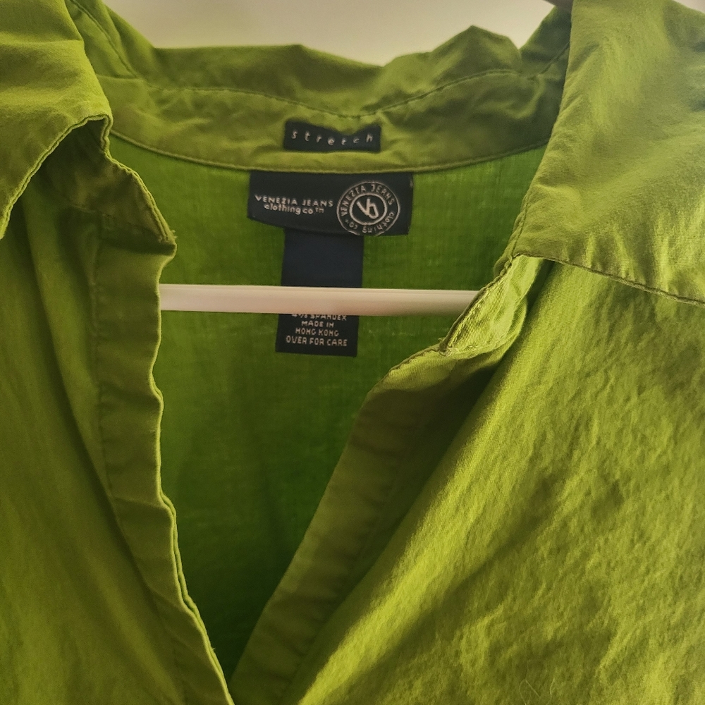 VENEZIA Jean's Clothing Stretch Light Green Cotton Blouse 18/20 - Picture 2 of 6